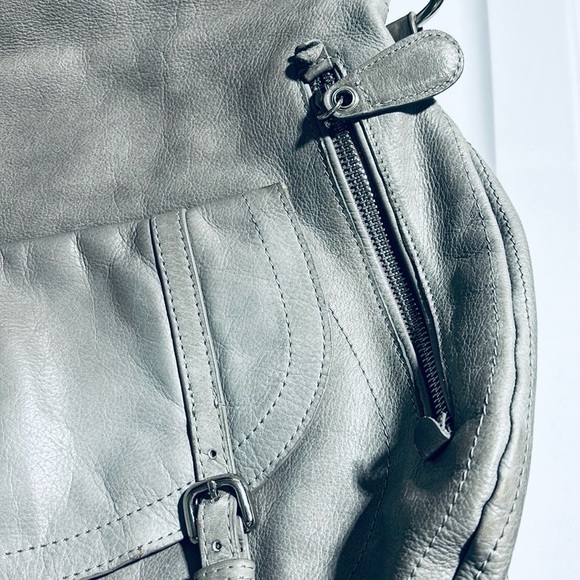 Sabina New York Grey Leather Saddle Bag - Picture 5 of 12